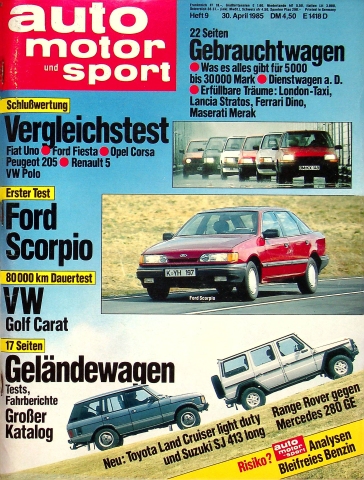 Deckblatt Auto Motor und Sport (09/1985)